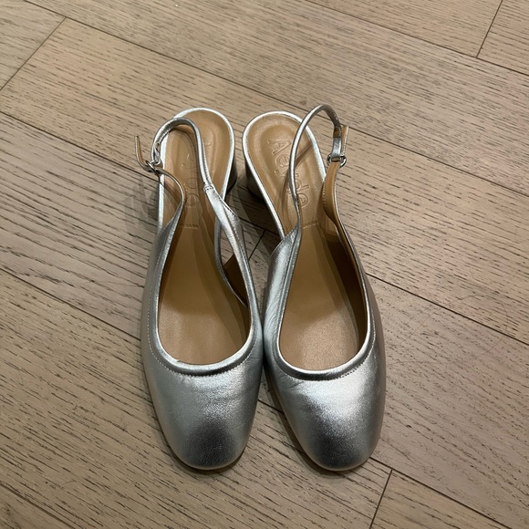 Aeyde Shoes - Aeyde Romy Silver Leather Slingback Pumps NEW Size 9 / EUR39
